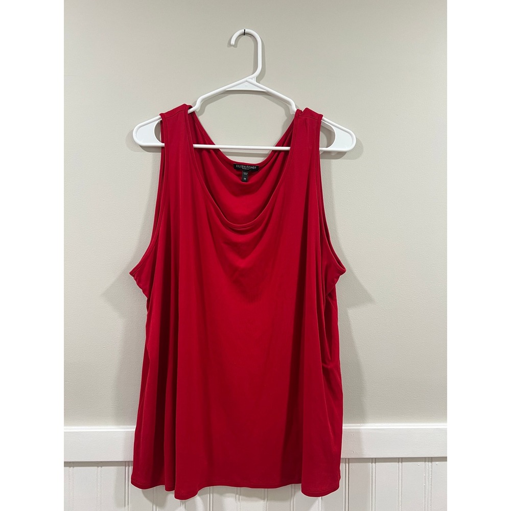 Eileen Fisher Tank Top 100% Silk Red Women Size 3X